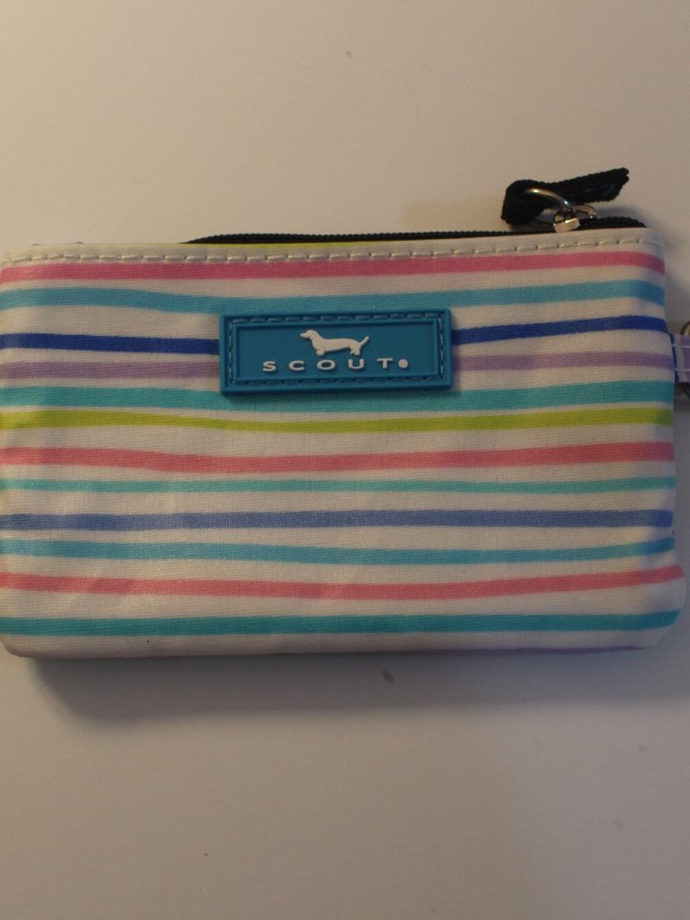 SCOUT Multicolor Pastel Stripe Zip Coin Pouch with Clip